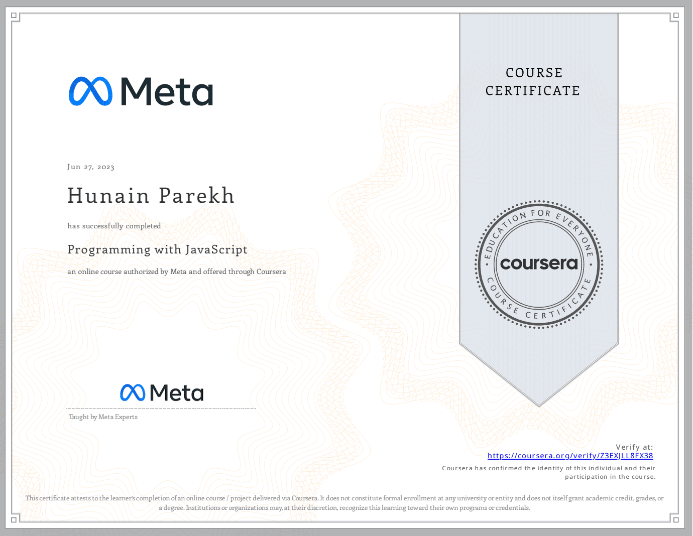 Programming with JavaScript - Meta